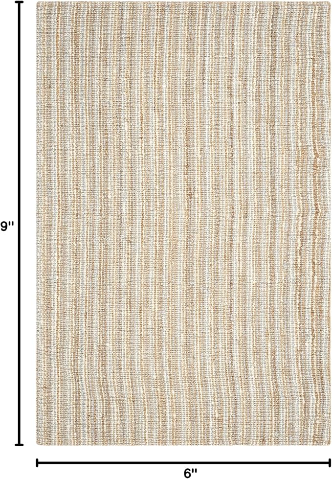 SAFAVIEH Area Rug 6x9 - Natural Fiber Collection - Grey & Natural Brown, Handmade Jute, Farmhouse Style, Chunky Textured Thick Pile (NF447K)