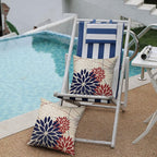 DFXSZ 4th of July Pillow Covers 16x16 Inch Set of 2 Patriotic Blue Red Floral Outdoor Waterproof Decorative Throw Pillows Polyester Cushion Case Decor for Patio Funiture Garden Couch 01H16