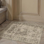 2x3 Washable Area Rug for Entryway Brown Vintage Non-Slip Low Pile Distressed Rustic Carpet Door Mat Soft Small Throw Rug for Indoor Entrance Bathroom