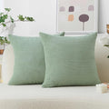 Home Brilliant Sage Green Throw Pillow Covers Couch Spring Pillow Covers Set of 2 Super Soft Striped Corduroy Pillowcases for Chair Couch Decor, 55cm, 22 x 22 Inch, Iceburg Green