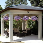 Artificial Flowers with Hanging Planter for Outdoors, Faux Silk Daisy Flower UV Resistant Plants in Basket Indoor Porch Garden Yard Spring Summer Decor(Purple)