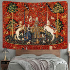 FEASRT Medieval Lady Tapestry Maiden and Unicorn, Large 93x71 Inches Soft Flannelette, for Bedroom Living Room Apartment Dorm
