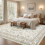 Area Rugs 10x14 Living Room Rug: Washable Rug Soft Vintage Boho Carpet Indoor Floor Non-Slip Stain Resistant Large Carpets for Bedroom Dining Room Farmhouse Nursery Home Office Beige
