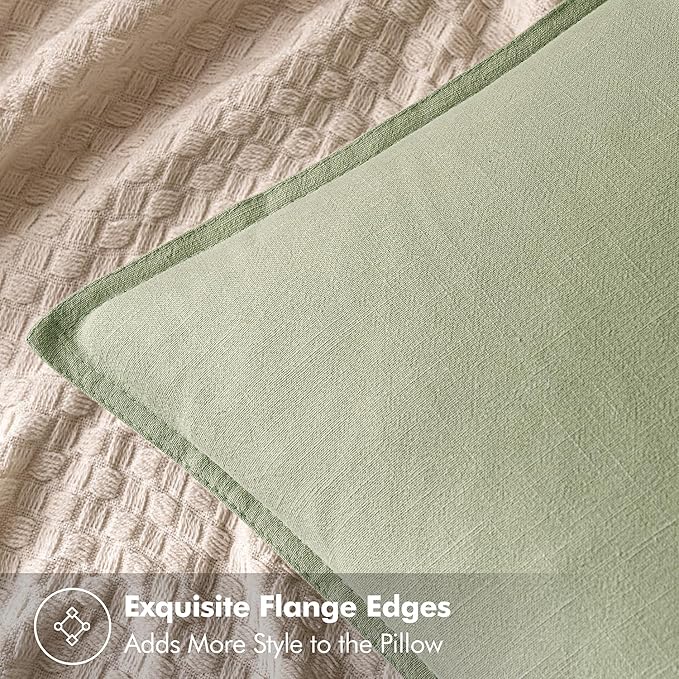 MIULEE Decorative Linen Pillow Covers 18x18 Inch Light Green Boho Farmhouse Neutral Spring Couch Throw Pillows for Bed Pack of 2 Accent Modern Pillowcase Summer Sofa Livingroom Home Decor