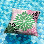 DFXSZ Green Pink Black Flower Pillow Covers 18x18 Inch Set of 2 Outdoor Throw Pillows Outdoor Waterproof Decor for Living Room Sofa Patio Funiture Garden Floral Polyester Pillow Covers 012B18