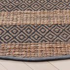 SAFAVIEH Natural Fiber Collection Area Rug - 7' Round, Charcoal & Natural, Flatweave Jute & Cotton, Ideal for The Entryway, Living Room, Foyer, Bedroom (NFB653H)