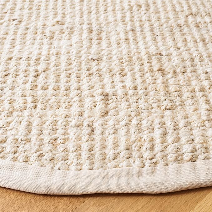 SAFAVIEH Natural Fiber Collection 9' Round Ivory NF730A Handmade Farmhouse Premium Jute Area Rug