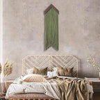 Ansley&HosHo Macrame Wall Hanging, Boho Woven Tapestry, Modern Tassel Wall Decor, Handmade Wall Art Tapestry for Bedroom, Living Room, Home, Bohemian Apartment Decoration Ornament Craft (Green Arrow)
