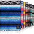 Authentic Extra Large Mexican Blanket - Handwoven Yoga, Serape, Artisanal Falsa, Beach, Camping, Picnic, Outdoor Blanket (King Turquoise)