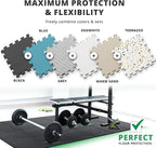 bemaxx Gym Mats Set - 54 pcs EVA Interlocking Foam Floor Tiles (12.6"x12.6"x0.4") 54sqft Protective Gym Flooring Sports Home Workout Exercise Mats Puzzle Garage Fitness Play-Room Pool Treadmill Bike