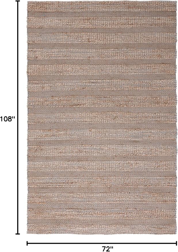 SAFAVIEH Natural Fiber Collection Area Rug - 6' x 9', Light Blue & Natural, Handmade Boho Farmhouse Rustic Jute & Cotton Jute, Ideal for High Traffic Areas in Living Room, Bedroom (NFB654M)
