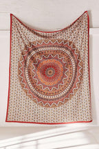 Popular Handicrafts Wall Hanging Tapstry for Bedroom Hippie Psychedelic Mandala Bohemian Hippy Intricate Floral Design Indian Tapestries Bedspread 54x84 Inches (140cmx215cm) Red