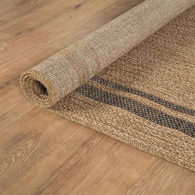 Beverly Rug Easy Jute Bordered Entry Rug 2x3 Washable Durable Indoor Outdoor Area Rugs for Living Dining Room Patio Office Stain Resistant Non Shedding Casual Indoor Outside Carpet 2 x 3 Natural