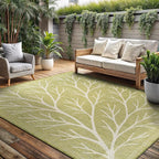 Washable Indoor Outdoor Rug 6x9 Modern Area Rugs Branch Pattern Non Shedding Waterproof Easy Clean Patio Deck Porch Living Room Bedroom Garden RV (6 X 9 Olive)