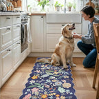 2x5 Washable Hallway Runner Rug: Stain Resistant Floral Scalloped Kitchen Rug Farmhouse Soft Carpet for Bathroom Bedroom Laudry Entryway Floor Mat with Non Slip Backing Cute Home Decor(2x5,Purple)
