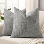 decorUhome Neutral Grey Chenille Throw Pillow Covers 20x20 Set of 2 Textured Soft Cozy Slubby Couch Pillow Covers Modern Farmhouse Boho Decorative Pillow Cases for Bed Sofa Living Room