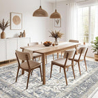 Washable Rug 10x12 Area Rugs: Boho Vintage Distressed Oriental Medallion Neutral Thin Large Rug Carpet for Living Room Bedroom Dining Room Home Office Decor - Light Blue