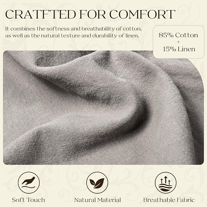 WOWMAX 80% Cotton & 20% Linen Blend Headboard Pillow – California King Size Reading Wedge Backrest for Bed, Handmade Firm Support Bolster Cushion with Removable Cover, Premium Bed Rest Pillow, Black