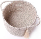 Empty Gift Basket – SweetMemo Mini Woven Rope Organizer Baskets for Gifting, Baby Shower, Desk, Makeup Brushes, Bathroom, Shelves – Small Decorative Storage Bin with Gift Bag & Ribbon – Warm Brown