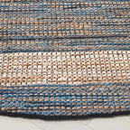 SAFAVIEH Cape Cod Collection Area Rug - 6' Round, Light Blue, Handmade Denim & Jute, Ideal for Living Room, Bedroom, Home Office, Dining Space (CAP153L-6R)