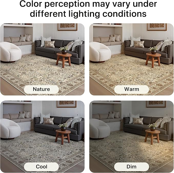 Bavni2'6''x10 Rug Runners for Hallways, Washable Runner Rug Non Slip,Vintage Floral Print Style Rugs for Bedroom-Lightweight Low Pile Carpet for Hallways Bathroom, Dark Espresso
