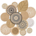 15 Pcs Boho Wall Basket Decor Brown Woven Rattan Seagrass Decor Hanging Rustic Farmhouse Western Wall Art Decoration for Nursery Living Room Bedroom Home Kitchen