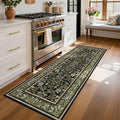 GarveeHome Runner Rugs 2x6 Kitchen Runner Rug Non Slip Washable Runners for Hallways, Boho Vintage Rugs with Rubber Backing Low-Pile Indoor Long Carpet for Entryway Bedroom Green Black
