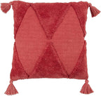 SARO LIFESTYLE Allman Collection Tufted Diamond Tassel Pillow Cover, 18", Rust