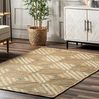 Rugs USA Dogwood Tiled Jute Area Rug, 5x8, Natural