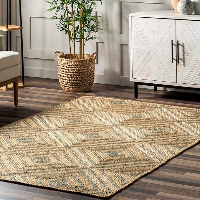 Rugs USA Dogwood Tiled Jute Area Rug, 5x8, Natural