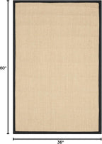 SAFAVIEH Area Rug 3x5 - Natural Fiber Collection - Maize & Black, Sisal, Woven Design with Border (NF141A)