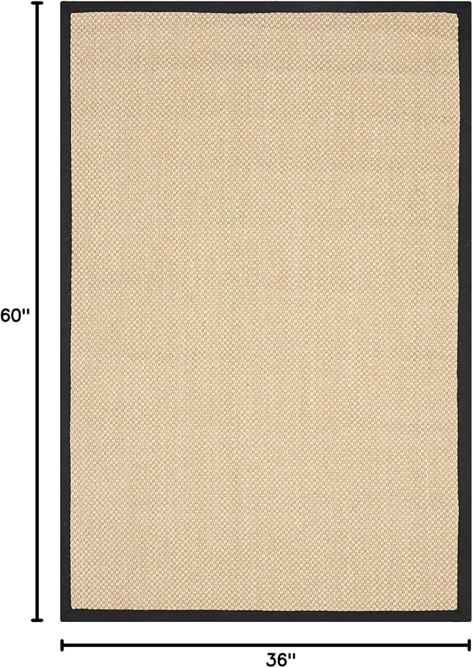 SAFAVIEH Area Rug 3x5 - Natural Fiber Collection - Maize & Black, Sisal, Woven Design with Border (NF141A)