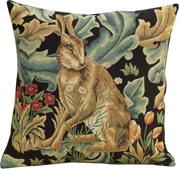 Charlotte Home Furnishings Throw Pillow Covers Decorative Boho Pillow Covers for Couch Living Room Brown Hare Square Cushion Cases 18x18 in European Cotton Jacquard Woven for Cozy Bedroom Decor