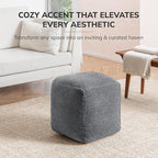 Anji Mountain Pouf Ottoman Foot Rest, Handmade Ottoman Pouf, Comfortable Foot Stool, Decorative Floor Seating for Living Room Decor, Bedroom & Home Décor Accent - Gray Maze