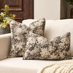 Yangest Neutral Floral Pillow Cover 24 x 24 Inches, Vintage Chenille Square Throw Pillow Cover Soft Decorative Farmhouse Accent Couch Pillow Cover for Living Room Bedroom, Grey