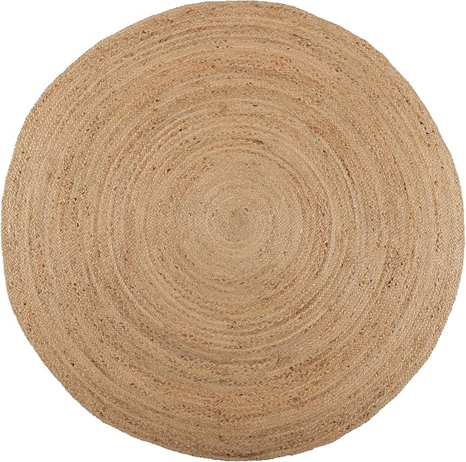 · REDEARTH · Round Area Rug - 5 Feet Braided Natural Jute Rug- Artisan Made Reversible Boho Jute Rugs for Bedroom - Kitchen - Living Room - Farmhouse - Home Decor - Handmade Rustic Vintage Décor