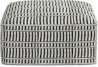 SIMPLIHOME Safford Square Pouf - 20 inch Wide Upholstered PET Polyester Ottoman in Black and White, Boho Indoor/Outdoor Footstool or Extra Seating for Living Room, Bedroom, or Patio, Assembled
