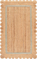 SAFAVIEH 6x9 Area Rug - Natural Fiber Collection - Natural & Light Blue, Handmade Jute, Ideal for Living Room, Bedroom, Dining Space (NF896L)