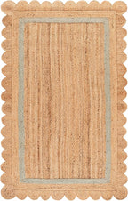 SAFAVIEH Area Rug 5x8 - Natural Fiber Collection - Natural & Light Blue, Handmade Jute, Ideal for Living Room, Bedroom, Dining Space (NF896L)