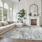 Abstract Rug 8x10 Large Living Room Rugs Neutral Modern Washable Area Rugs for Bedroom Dining Room Non-Slip Stain Resistant Foldable Thin Rug Gray Blue