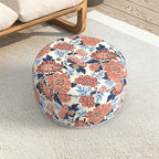 LVTXIII Indoor/Outdoor Extra Large Inflatable Ottoman Pouf D31 x H14 Inch, Round Footstool with Handle, Weather-Resistant Portable Furniture for Patio, Camping, Beach, Vibrant Blossom