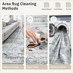 Washable Area Rug 8x10, Large Soft Rugs for Living Room Farmhouse Vintage Gray Area Rugs for Bedroom Dining Room Non-Slip Stain Resistant Under Table Rug Grey