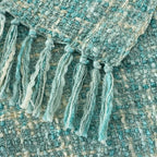 Multi-Color Turquoise Cable Woven Throw Blanket for Couch,50"X60" Boho Style Textured Blankets for Home Decor,Super Soft Warm Cozy Chunky Blanket with Decorative Tassels for Bed