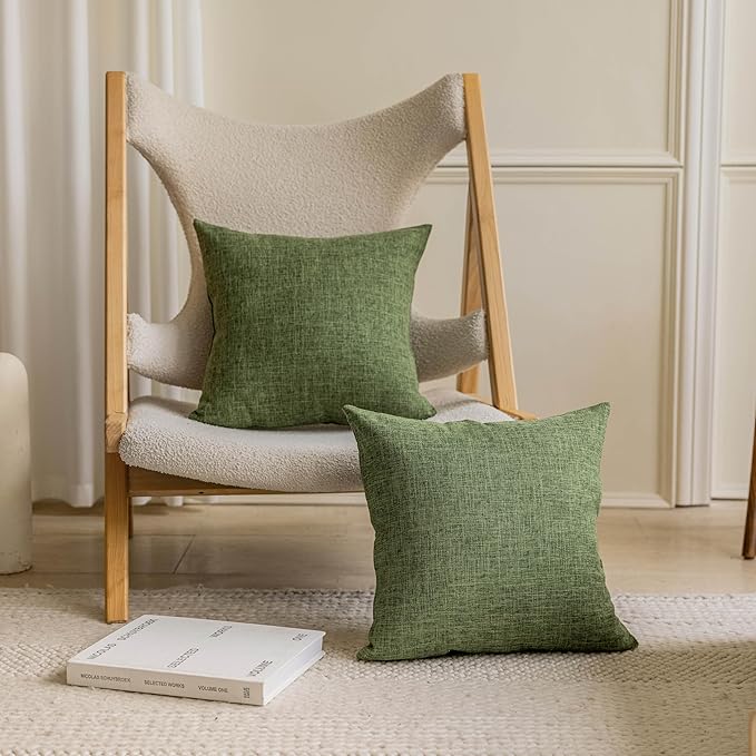 Home Brilliant Euro Sham 24x24 Linen Spring Pillow Cover 24 x 24 Euro Pillow for Bed Couch Sofa Decor, 60x60cm, Green