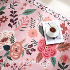 Rugcomf Round Rug 4ft Washable Circle Rug Non Slip Low Pile Boho Floral Small Circular Rug for Bedroom, Bathroom, Entryway, Kids Room, Office, College Dorm(Pink)