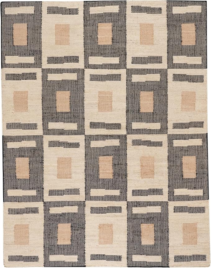 Dash and Albert Cassia Handwoven Jute Rug, 7.5 X 9.5 Feet, Black/Neutral Geometric Pattern - Premium Luxury Hotel Quality Soft Breathable Hypoallergenic Machine Washable Easy Care All Season