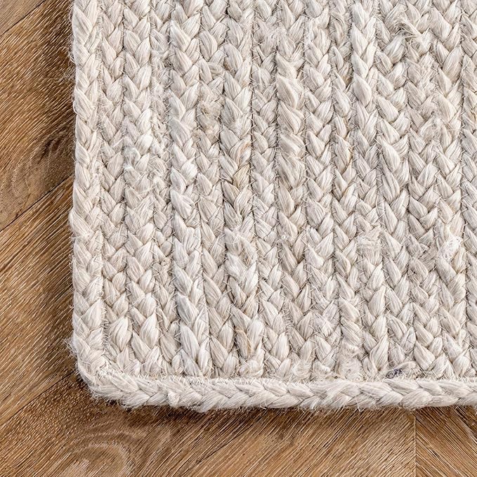 nuLOOM 3x5 Rigo Jute Hand Woven Area Rug, Off White, Solid Farmhouse Design, Natural Fiber, For Bedroom, Living Room, Dining Room, Hallway, Office, Kitchen, Entryway