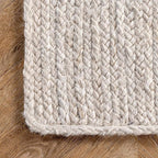 nuLOOM 4 Square Rigo Jute Hand Woven Area Rug, Off White, Solid Farmhouse Design, Natural Fiber, For Bedroom, Living Room, Dining Room, Hallway, Office, Kitchen, Entryway