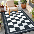 Vasofe Plaid 3x5 Outdoor Patio Rug,Checkered Jute Entryway Rugs, Washable Black and White Indoor Bedroom, Farmhouse Neutral Front Door Mat,Modern Carpet for Porch Patio Balcony Kitchen