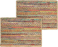 · REDEARTH · Jute Cotton Chindi Area Rug - 2'x3' Rectangular Rug, Handwoven, Non-Shedding, Soft & Durable – Multi Tones for Home Décor in Living Room, Dining Room, Bedroom, Set of 2